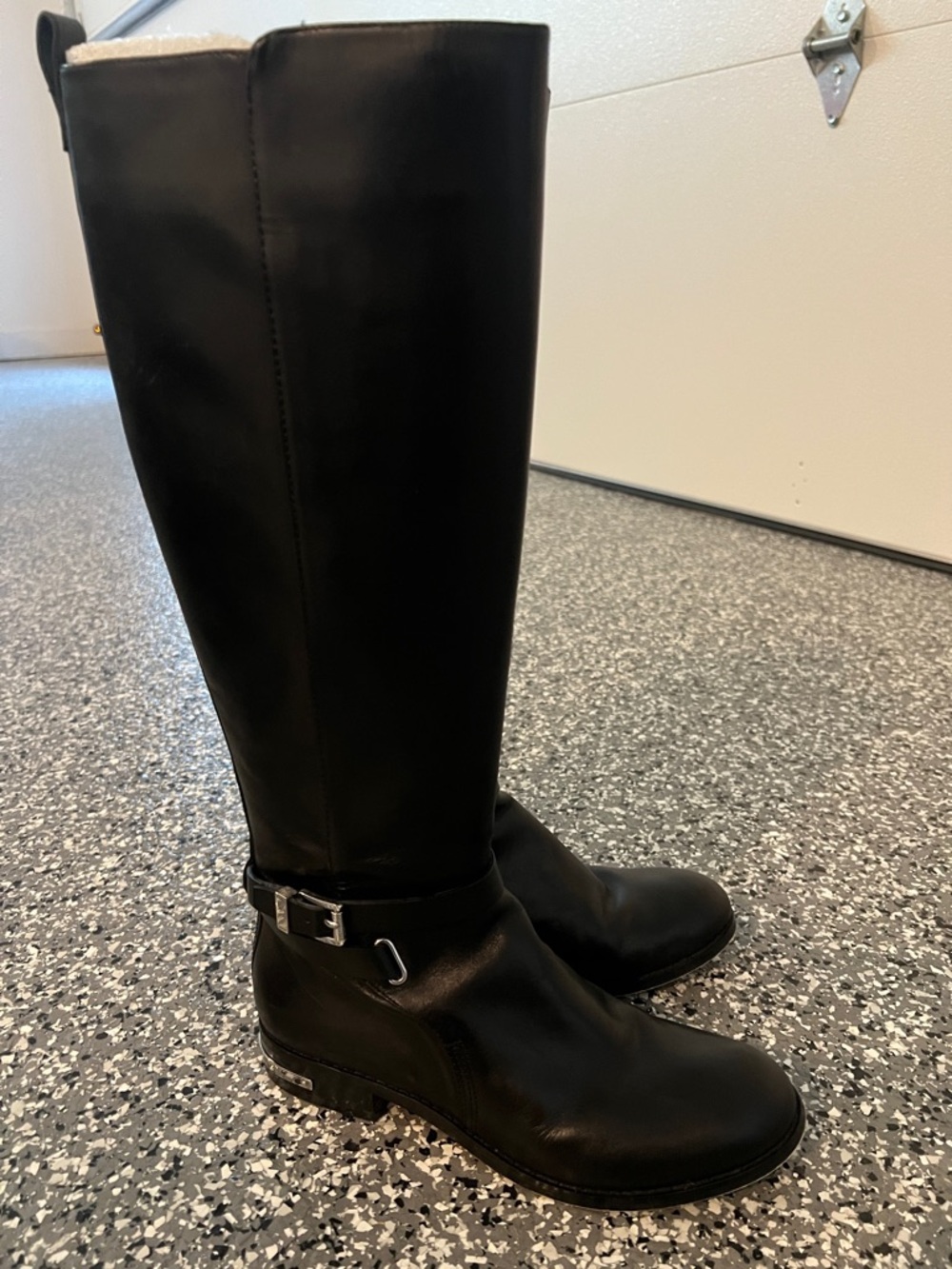 Michael Kors Black Leather Over-the-Knee Riding Boots